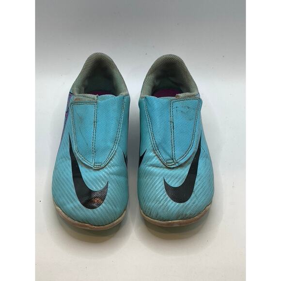 NIKE Kids' Hyper Turquoise Mercurial Vapor 15 Round-Toe Strap Soccer Cleats SZ13 - Picture 1 of 11